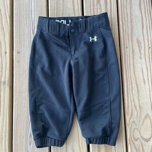 UNDER ARMOUR Girls' UA Utility Softball Cropped Pants SIZE Youth Small Black